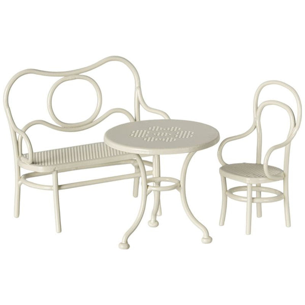 Salon jardin Table banc & chaise Souris Small Blanc cassé maileg