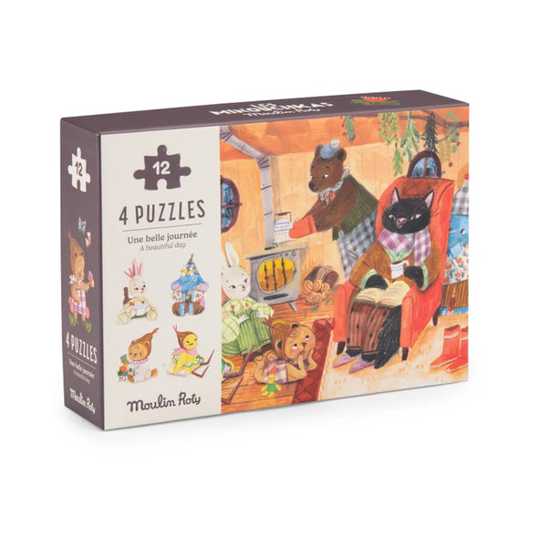 4 Puzzles 12 pièces une belle journée Moulin Roty
