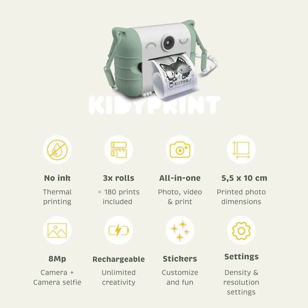 Kidyprint Appareil photo instantané avec impression thermique