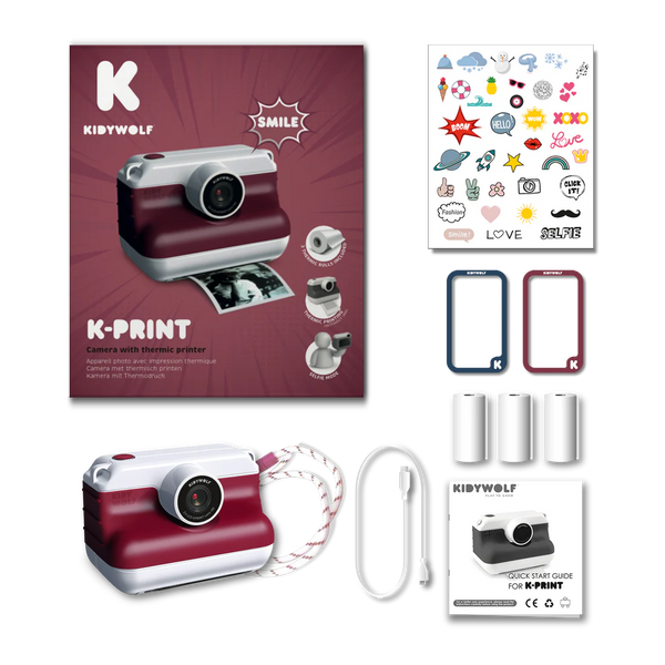 K-Print-RD Appareil photo instantané avec impression thermique bordeaux