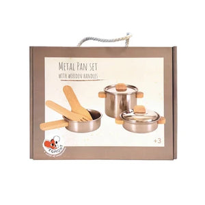 Coffret de casseroles en inox à manches en bois Egmont