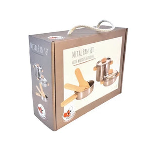 Coffret de casseroles en inox à manches en bois Egmont