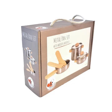 Coffret de casseroles en inox à manches en bois Egmont