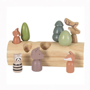 Bûche en bois Animaux de la forêt