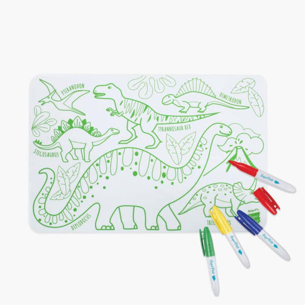 Coloriage nomade: Mini Playmat DINO-4 feutres inclus