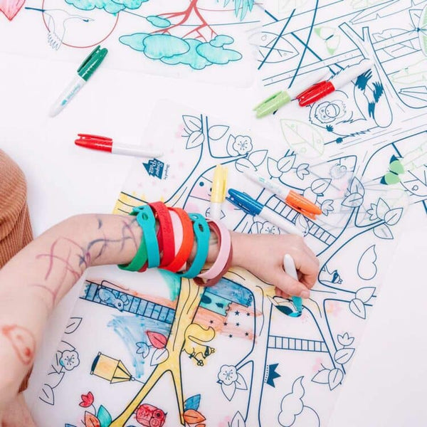Coloriage éducatif-Set en silicone ARBRE MAGIQUE 5 feutres inclus