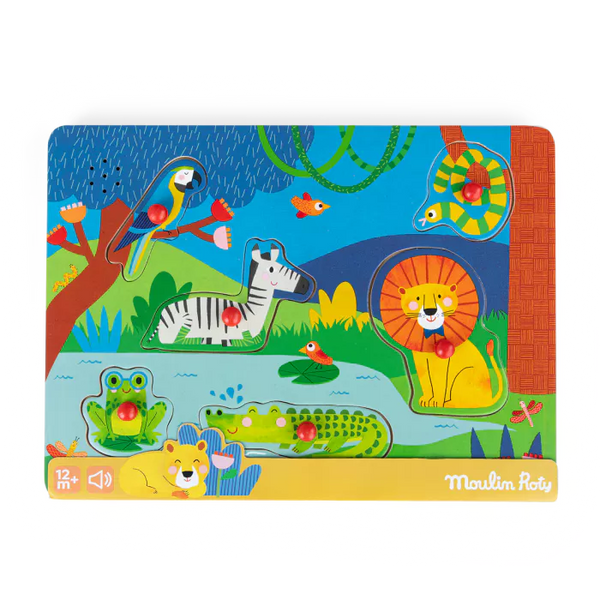 Puzzle sonore en bois animaux Les Toupitis Moulin Roty