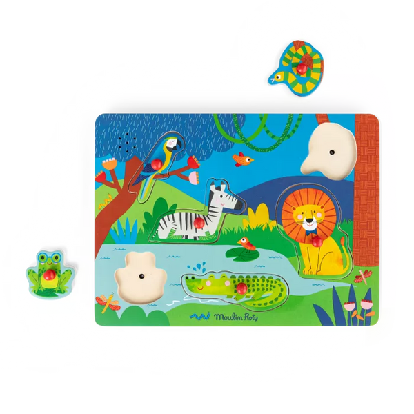 Puzzle sonore en bois animaux Les Toupitis Moulin Roty