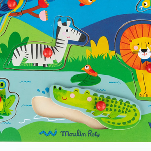 Puzzle sonore en bois animaux Les Toupitis Moulin Roty