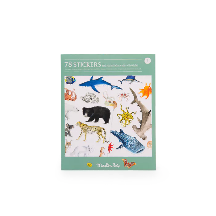 Pochette stickers les animaux du monde