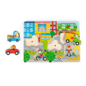 Puzzle sonore en bois en ville Moulin Roty