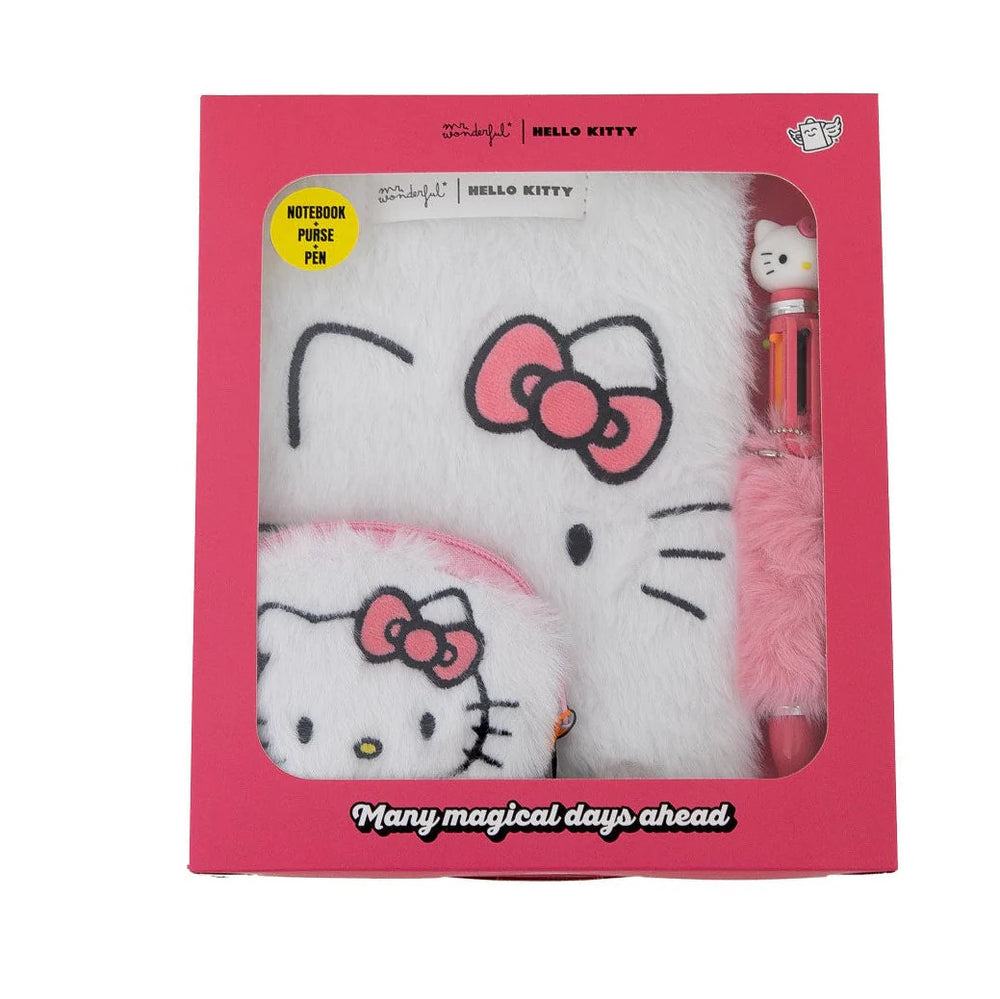 Set de cahier A5 en peluche, porte-monnaie et stylo - Hello Kitty