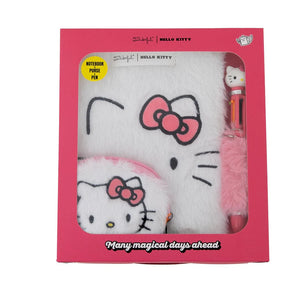 Set de cahier A5 en peluche, porte-monnaie et stylo - Hello Kitty