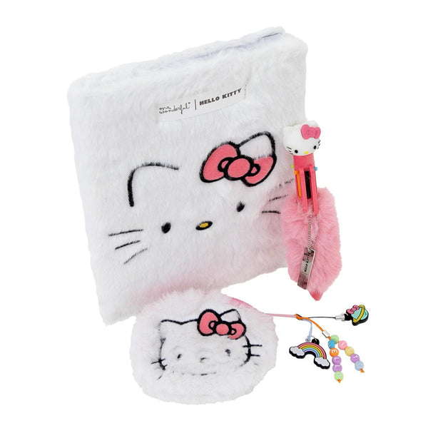 Set de cahier A5 en peluche, porte-monnaie et stylo - Hello Kitty