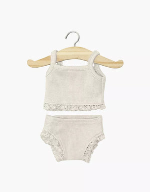 Dessous fille en maille côtelée lin et sa dentelle MINIKANE