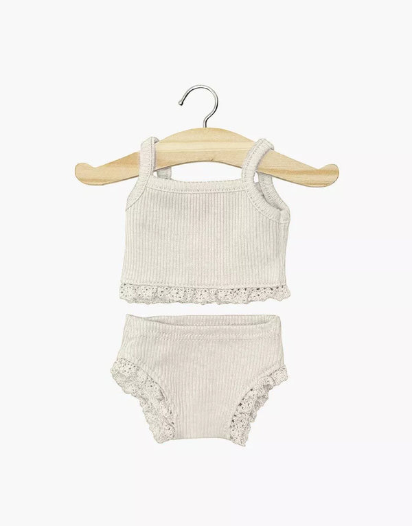 Dessous fille en maille côtelée lin et sa dentelle MINIKANE