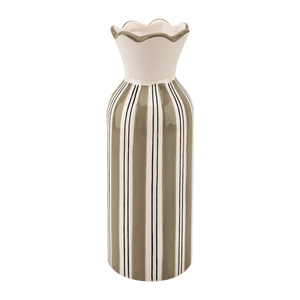Vase collerette rayure beige