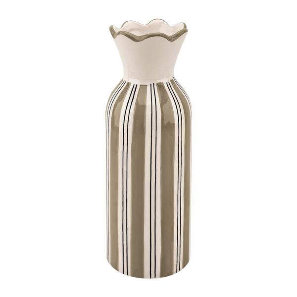 Vase collerette rayure beige