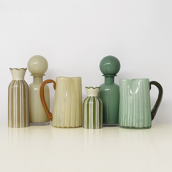Vase collerette rayure beige