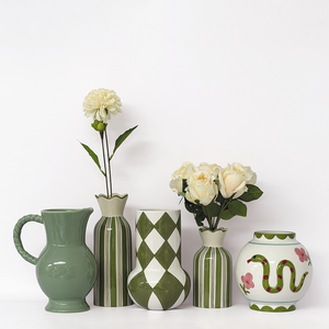Vase collerette rayure kaki petit modèle
