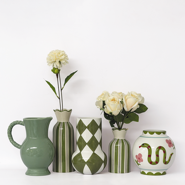 Vase collerette rayure kaki petit modèle
