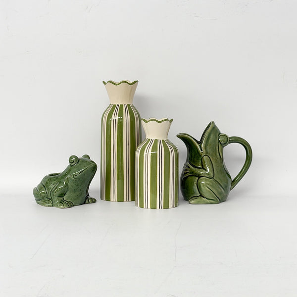 Vase collerette rayure kaki petit modèle
