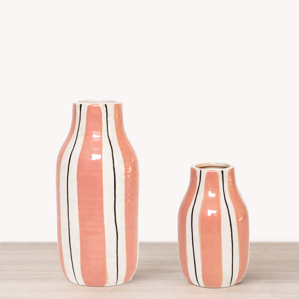 Vase giulia rayé rose moyen