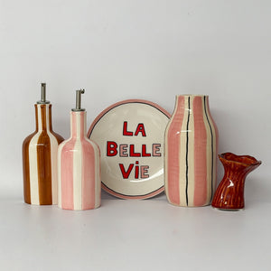 Vase giulia rayé rose moyen