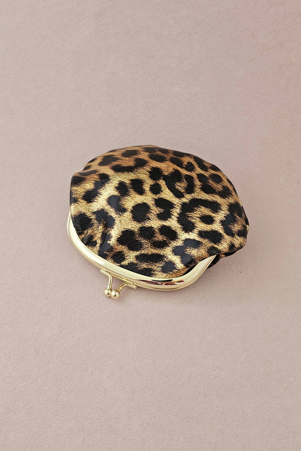 Bourse fermoir cuir rétro: Mauve