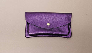 Porte monnaie cuir double poches Kangourou: Violet