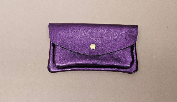 Porte monnaie cuir double poches Kangourou: Violet