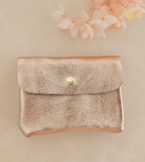 Porte-monnaie cuir  métallisé Kangoo: Rose