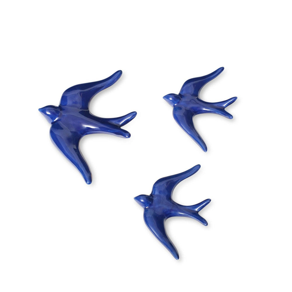 Hirondelles en céramique lisse multicolores: Bleu cobalt