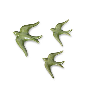 Hirondelles en céramique lisse multicolores: Vert olive