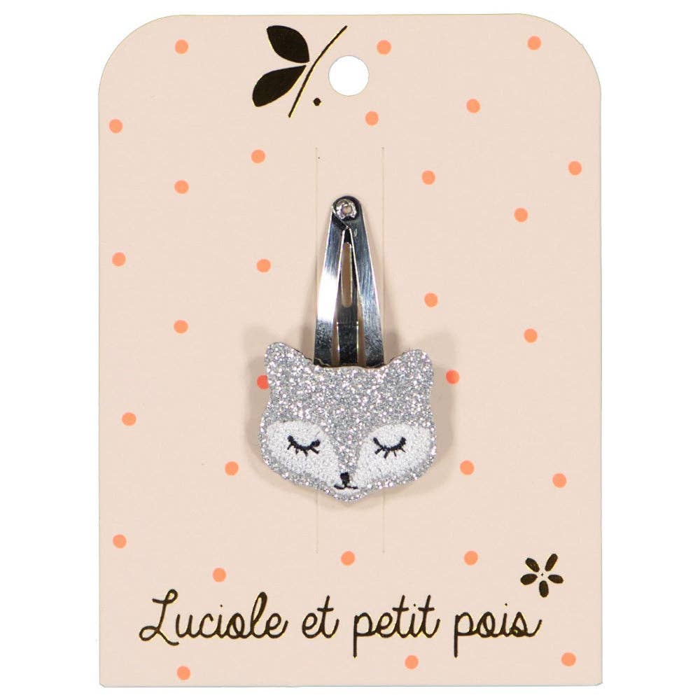 Barrette renard - Glitter argent