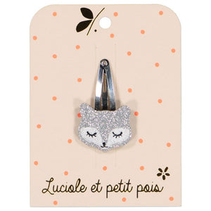 Barrette renard - Glitter argent