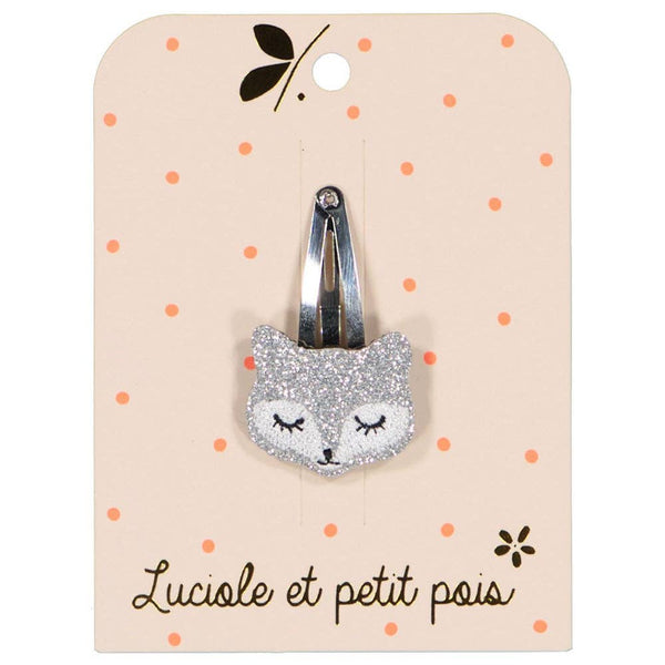 Barrette renard - Glitter argent