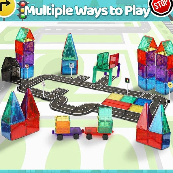 Playmags Ensemble de route en tuiles magnétiques