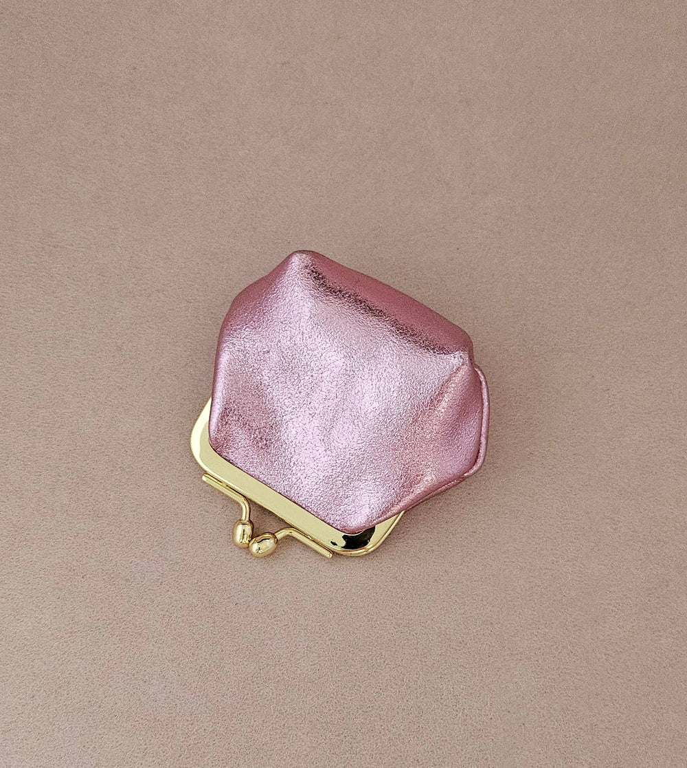 Mini bourse cuir rétro: Rose clair