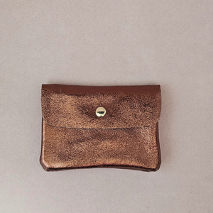 Porte-monnaie cuir vachette métallisé Kangoo: Rose fonçé