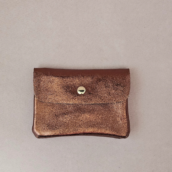 Porte-monnaie cuir vachette métallisé Kangoo: Rose fonçé