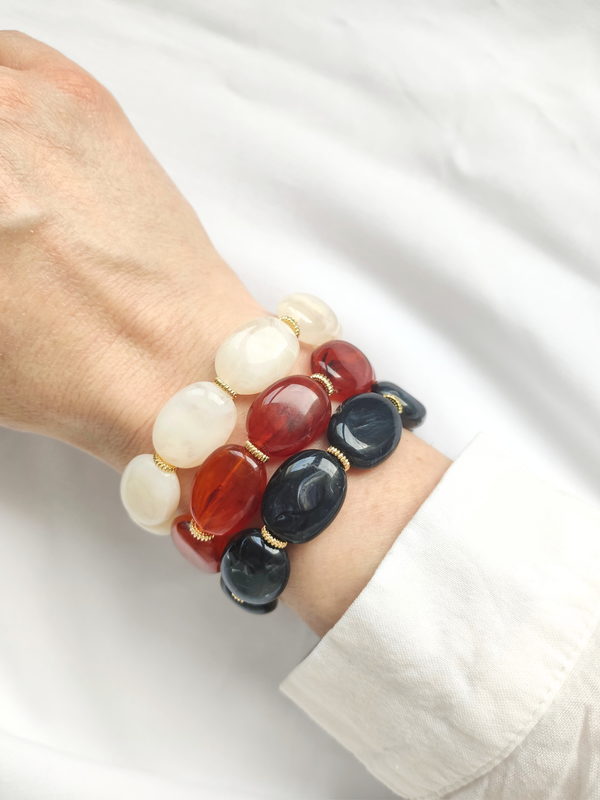Bracelet JANE: Orange translucide / S/M = 18 cm