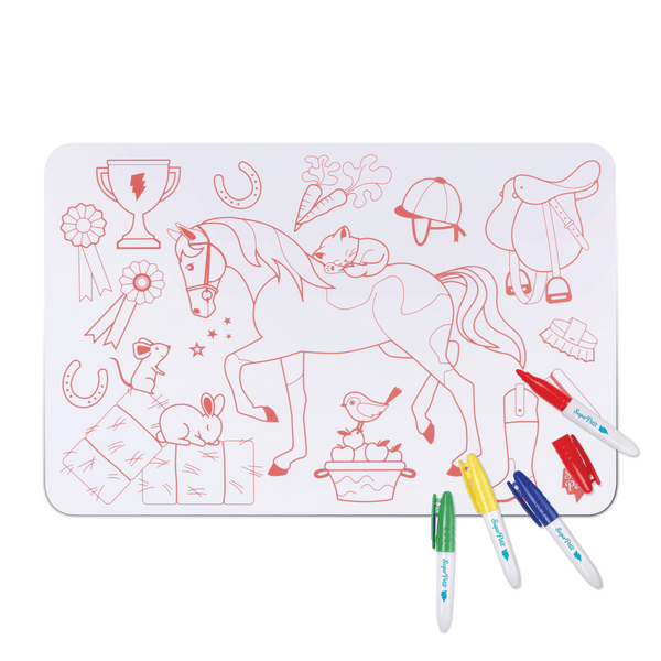 NEW Coloriage éducatif: miniPlaymat 2en1 - PONEY CLUB