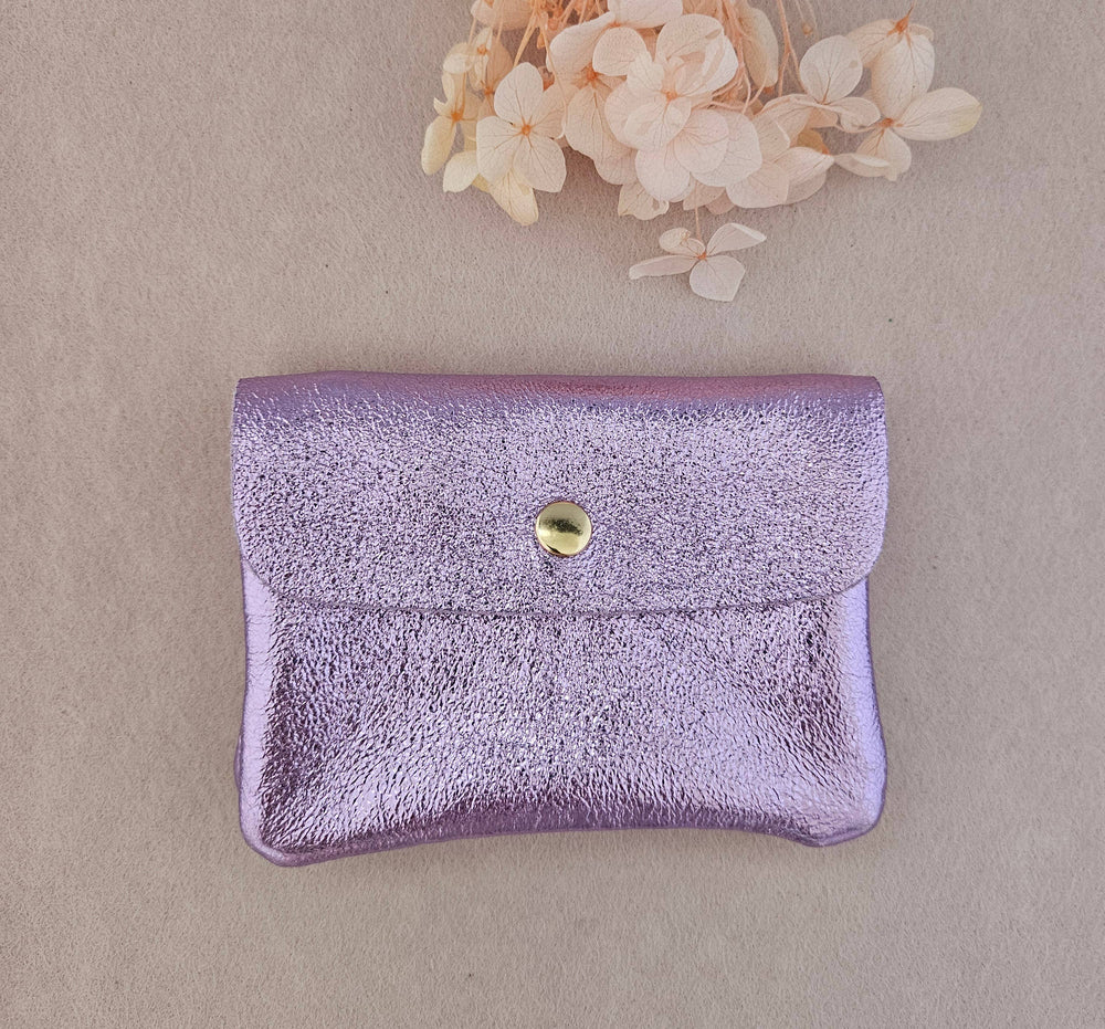 Porte-monnaie cuir  métallisé Kangoo: Lilas