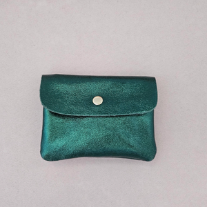 Porte-monnaie cuir vachette métallisé Kangoo: Rose fonçé