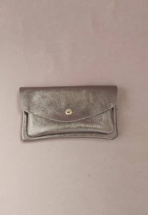 Porte monnaie cuir vachette double poches Kangourou: Doré