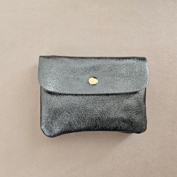 Porte-monnaie cuir vachette métallisé Kangoo: Rose fonçé