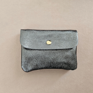 Porte-monnaie cuir vachette métallisé Kangoo: Menthe