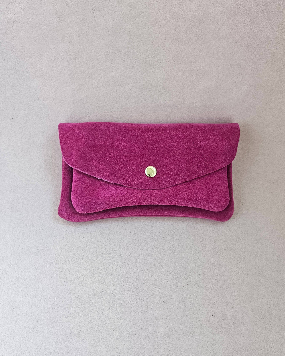 Pochette cuir effet daim - kangourou: Fuxia