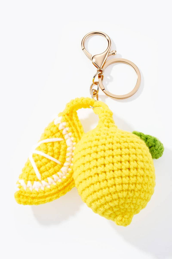 Grigri accessoires de sac Citron en crochet 9cm PC046HZ: Jaune / 100% POLYESTER